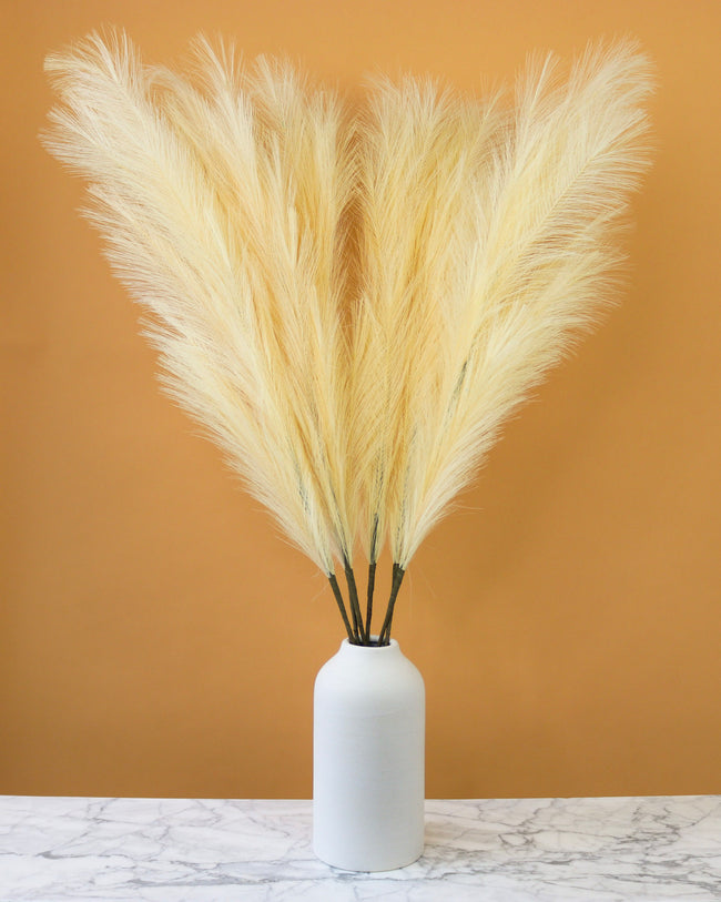 Soft Cream Faux Artificial Pampas Grass Feathers 3.5ft Tall